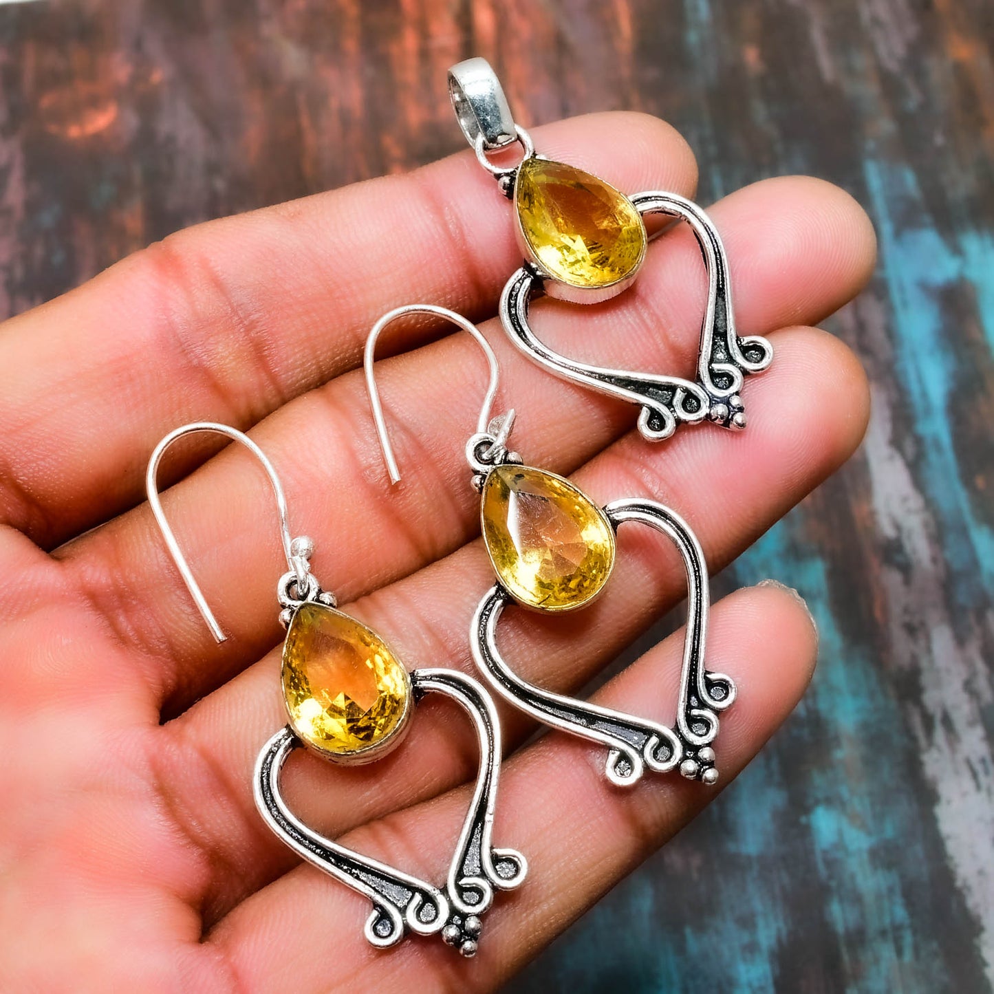 Solar Glow – Sterling Silver Citrine Set