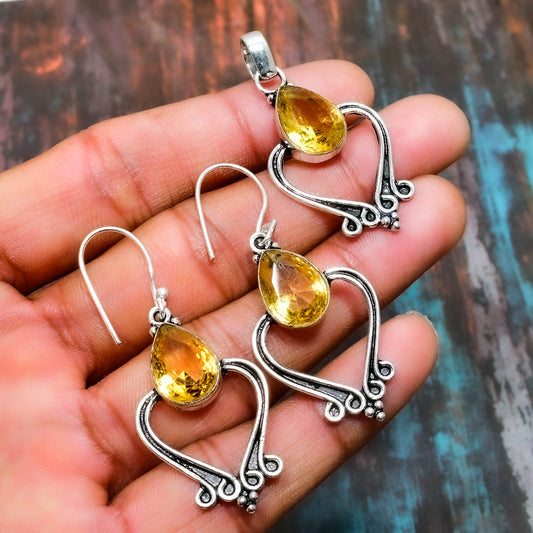 Solar Glow – Sterling Silver Citrine Set