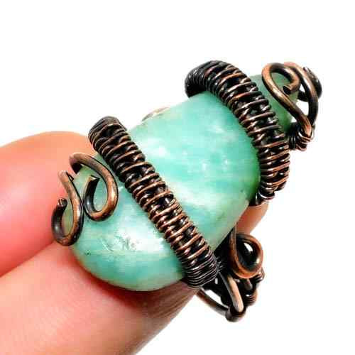 Harmony’s Embrace – Amazonite Copper Ring