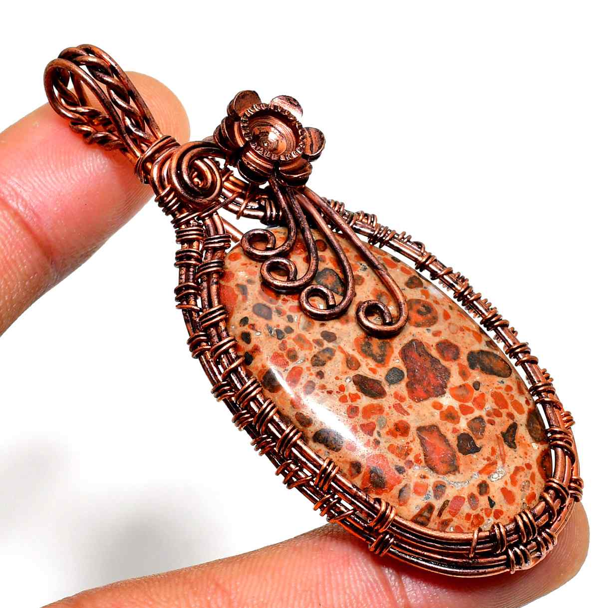 Ember’s Embrace – Jasper Copper Pendant