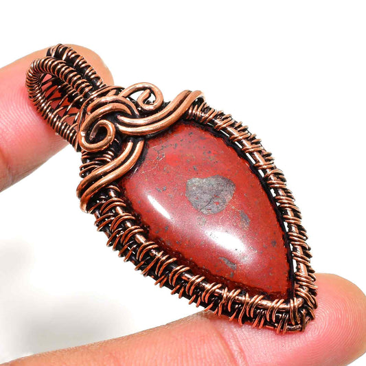 Crimson Earth – Red Jasper Copper Pendant