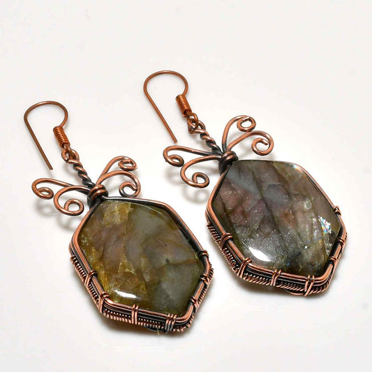 Mystic Aurora – Labradorite & Oxidized Copper Earrings