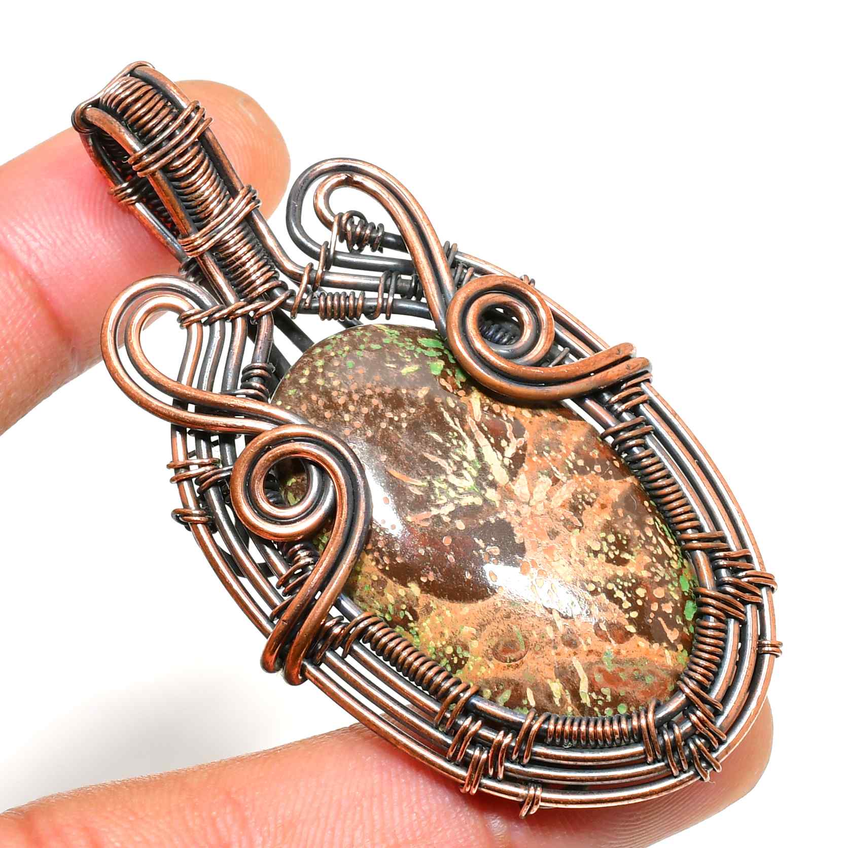 Gaia’s Whisper – Copper-Wrapped Natural Stone Pendant