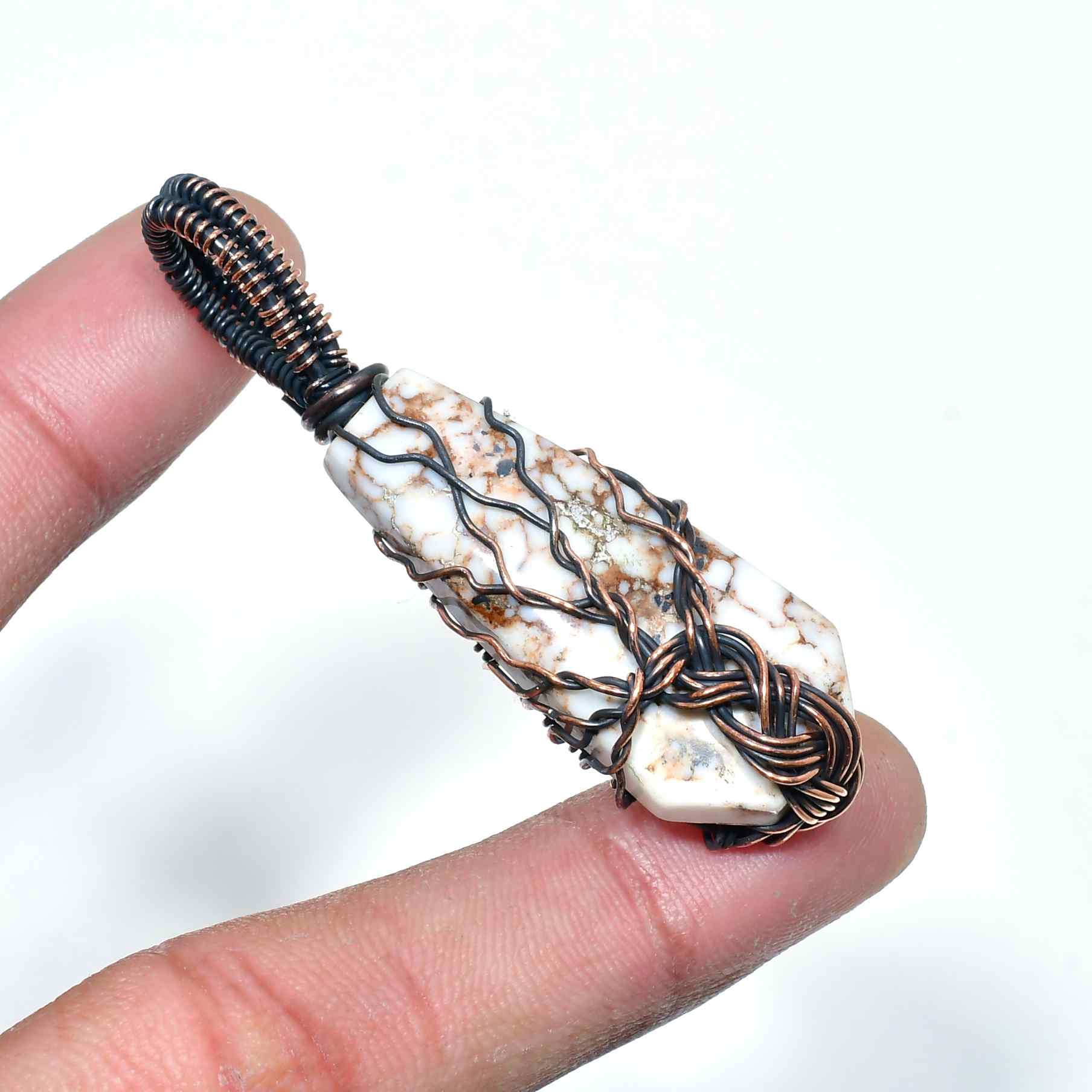 Tranquil Oasis – Copper Wrapped Natural Stone Pendant