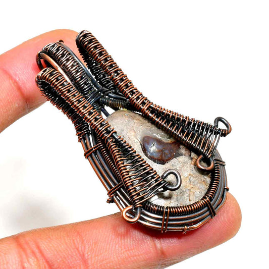 Earthen Embrace – Copper Wire-Wrapped Pendant