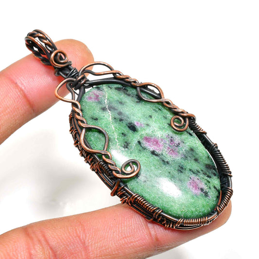 Zoisite Dream – Artisan Copper Wire Pendant