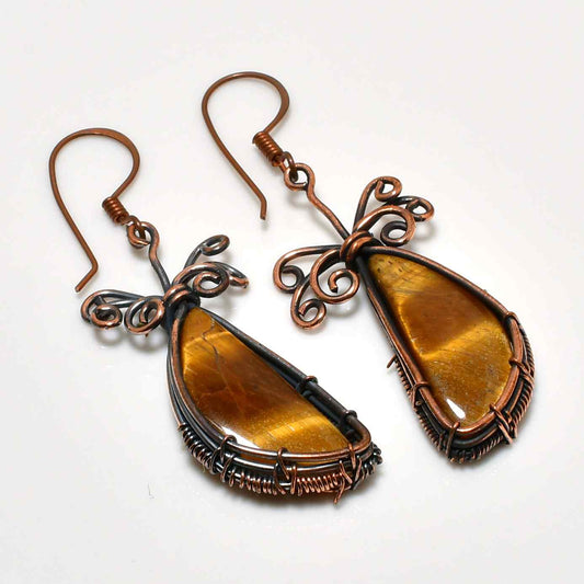Grounded Glow – Tiger’s Eye Copper Earrings