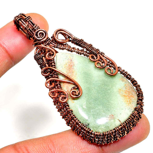 Ember’s Harmony – Copper-Wrapped Jade Pendant