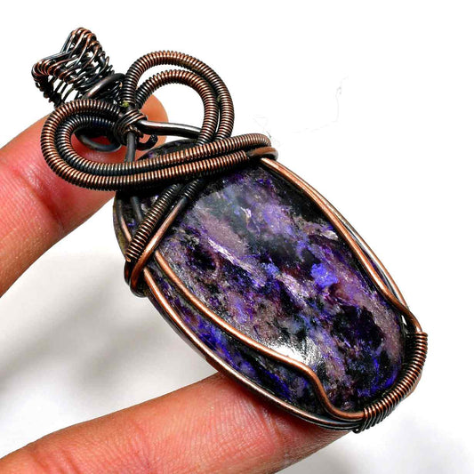 Ezra’s Veil – Violet Stone & Copper Pendant