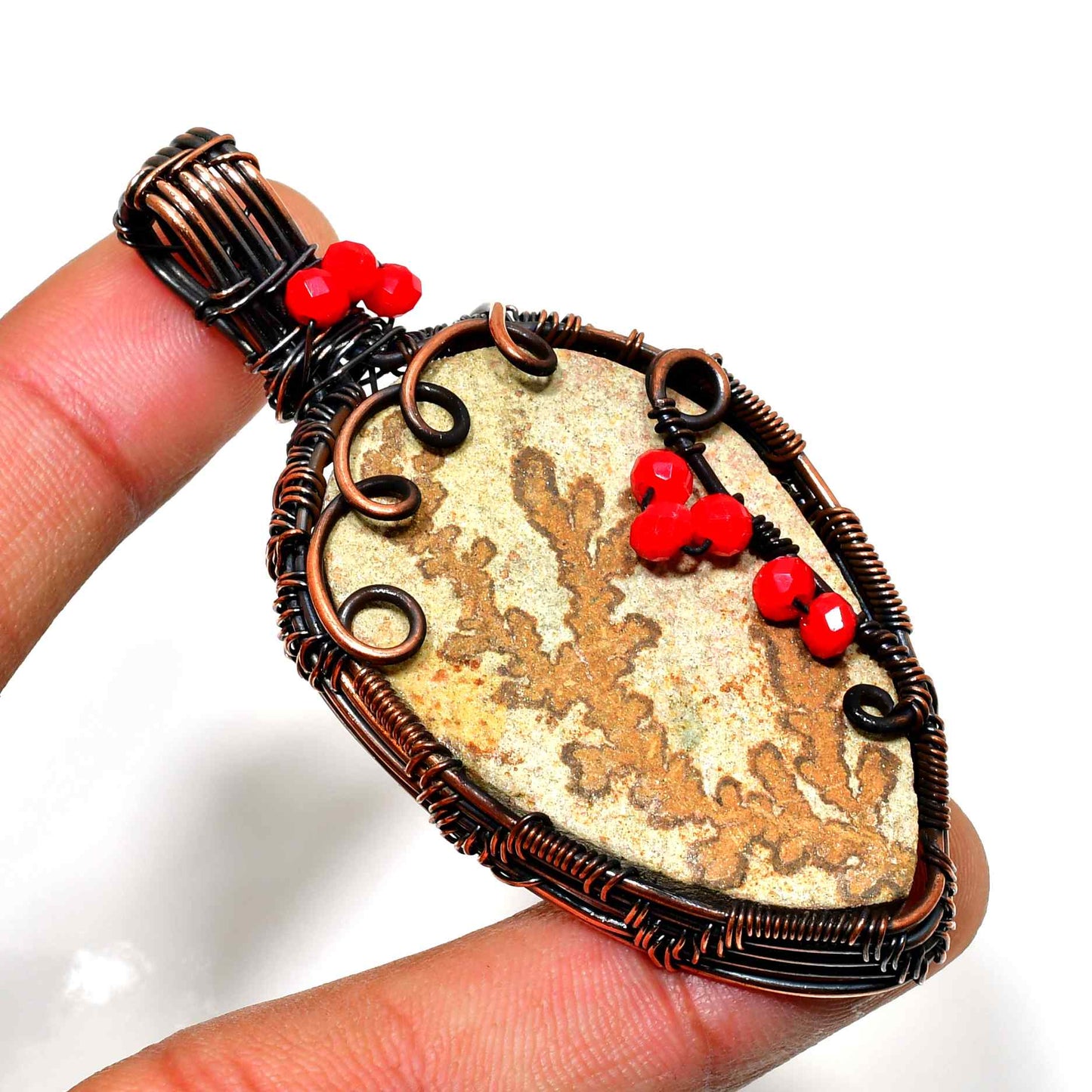 Earth’s Embrace – Copper-Wrapped Stone Pendant
