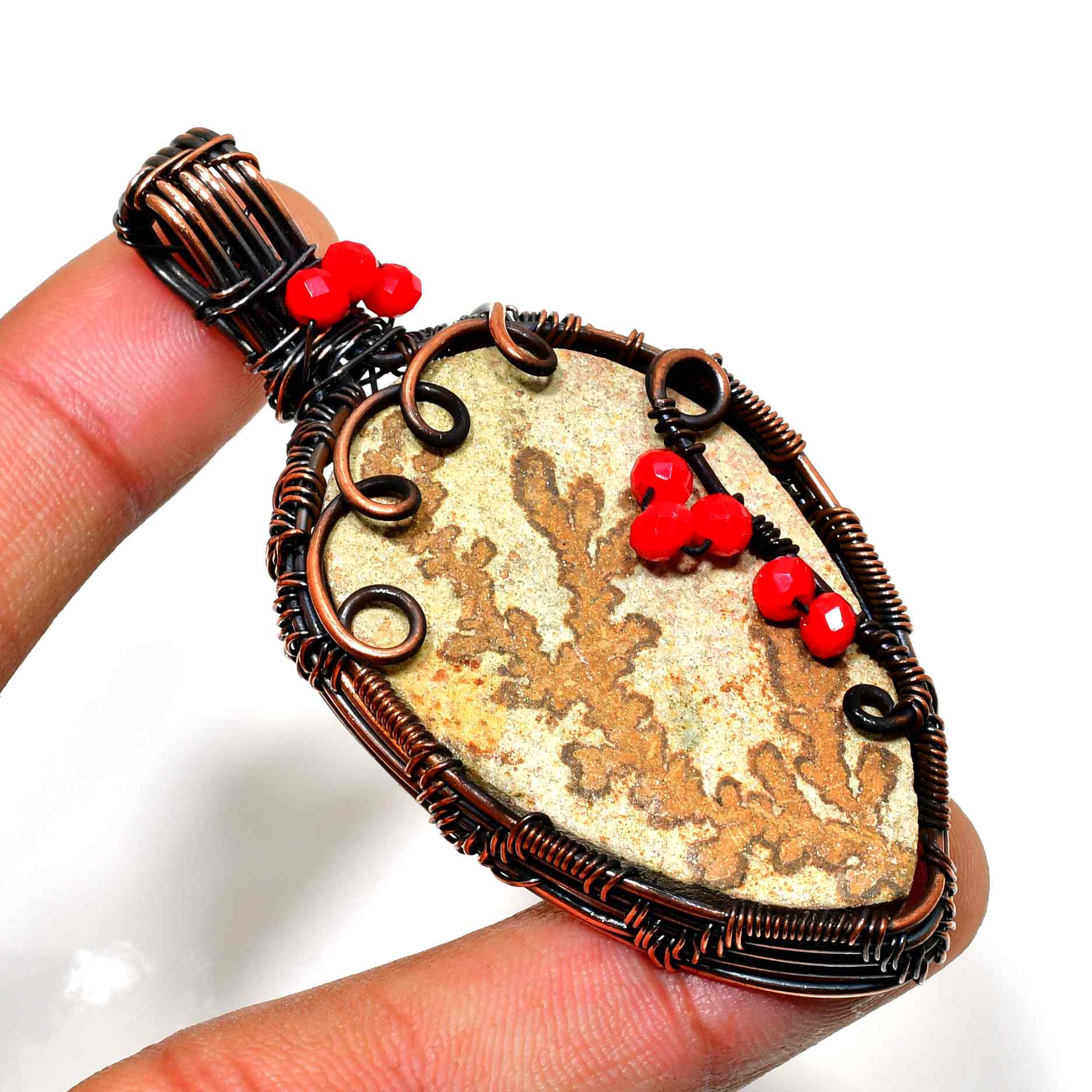 Earth’s Embrace – Copper-Wrapped Stone Pendant