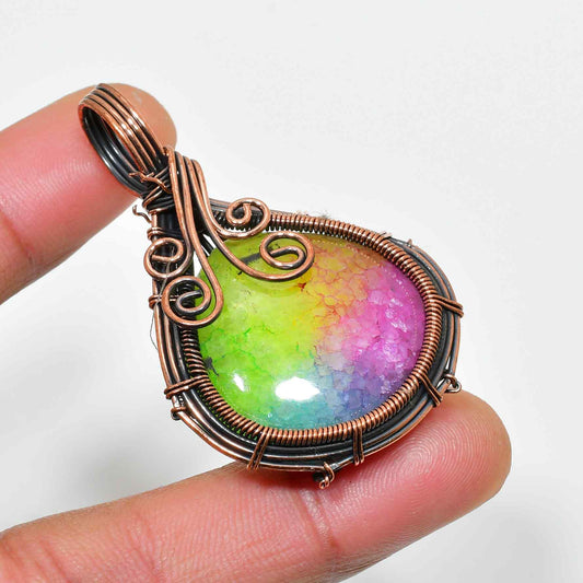 Kaleidoscope Essence – Natural Quartz & Copper Pendant