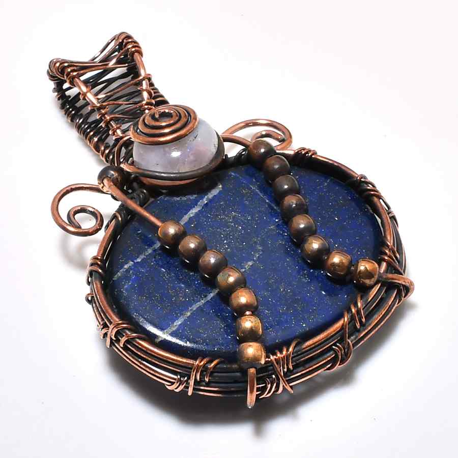 Azure Insight – Copper-Wrapped Lapis Lazuli Pendant