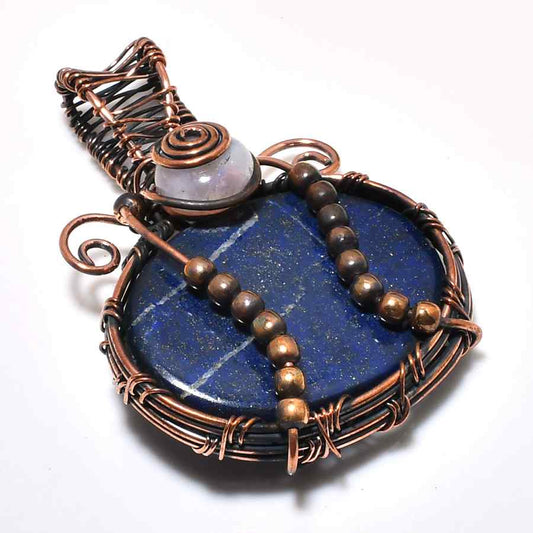 Azure Insight – Copper-Wrapped Lapis Lazuli Pendant