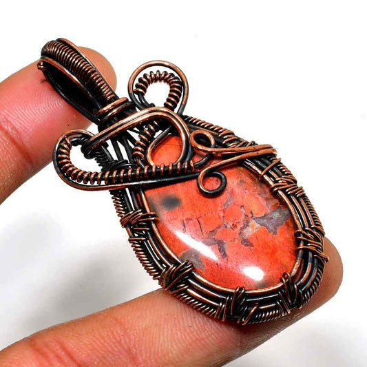 Terra’s Embrace – Red Jasper Copper Pendant