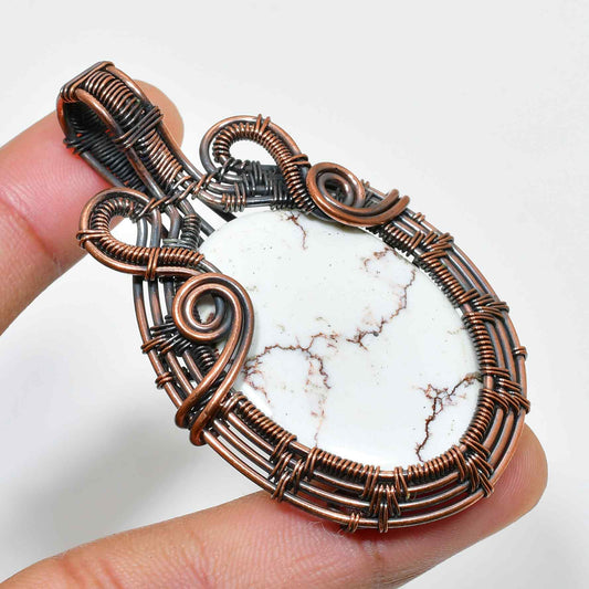 Serenity Spiral – Howlite Copper Pendant