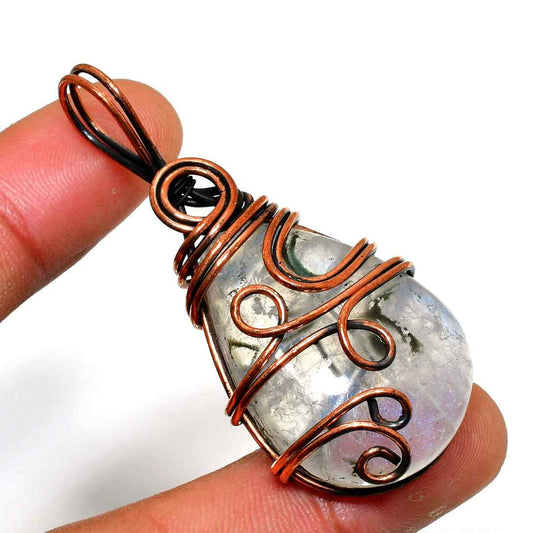 Celestial Whisper – Copper-Wrapped Quartz Pendant