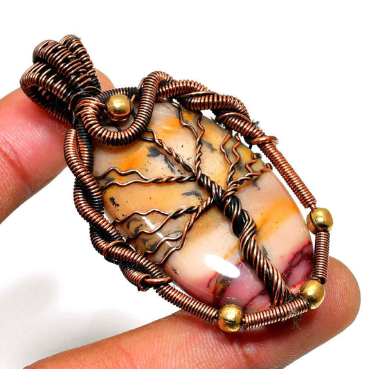 Gaia’s Embrace – Agate & Copper Tree of Life Pendant