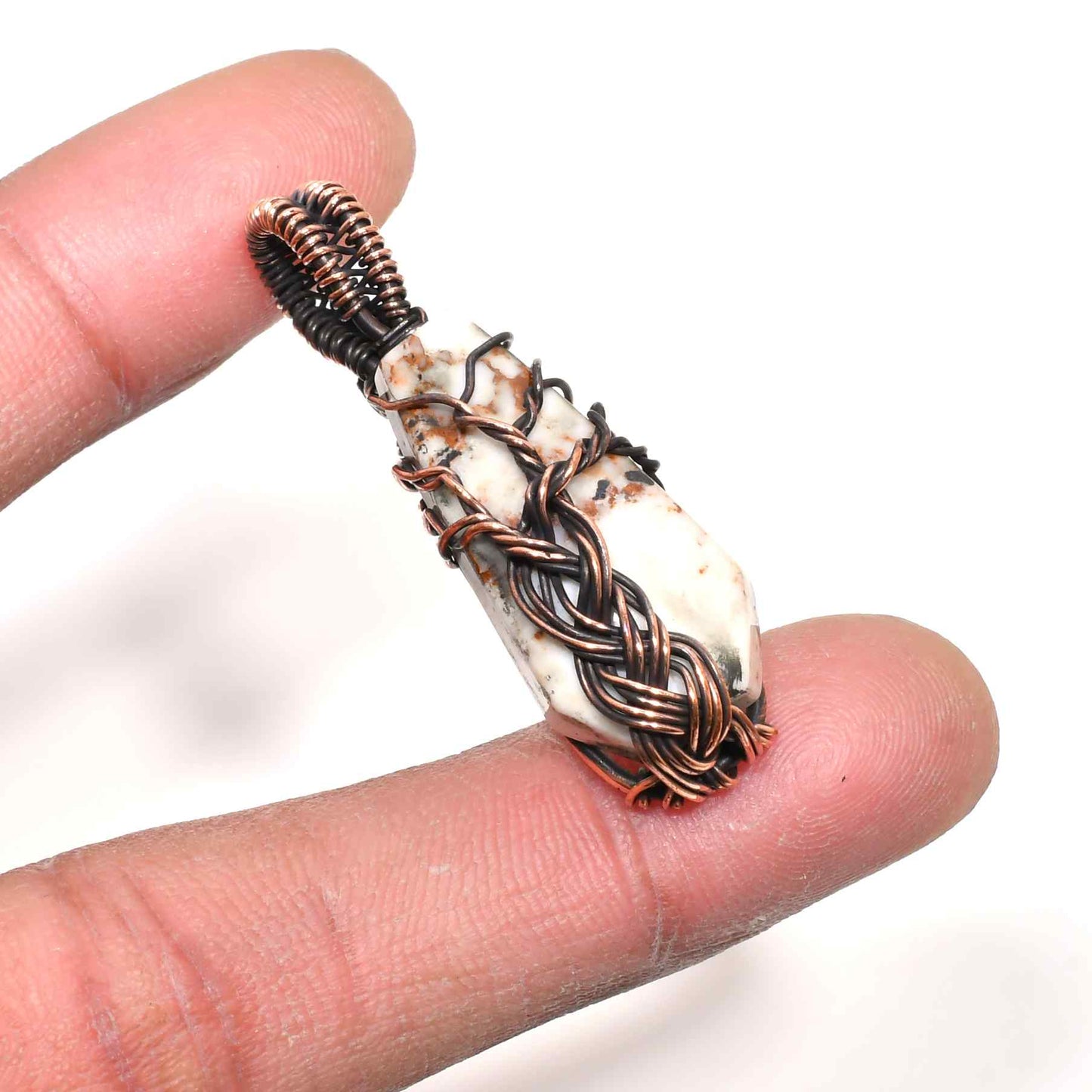 Gaia’s Anchor – Oxidized Copper Stone Pendant