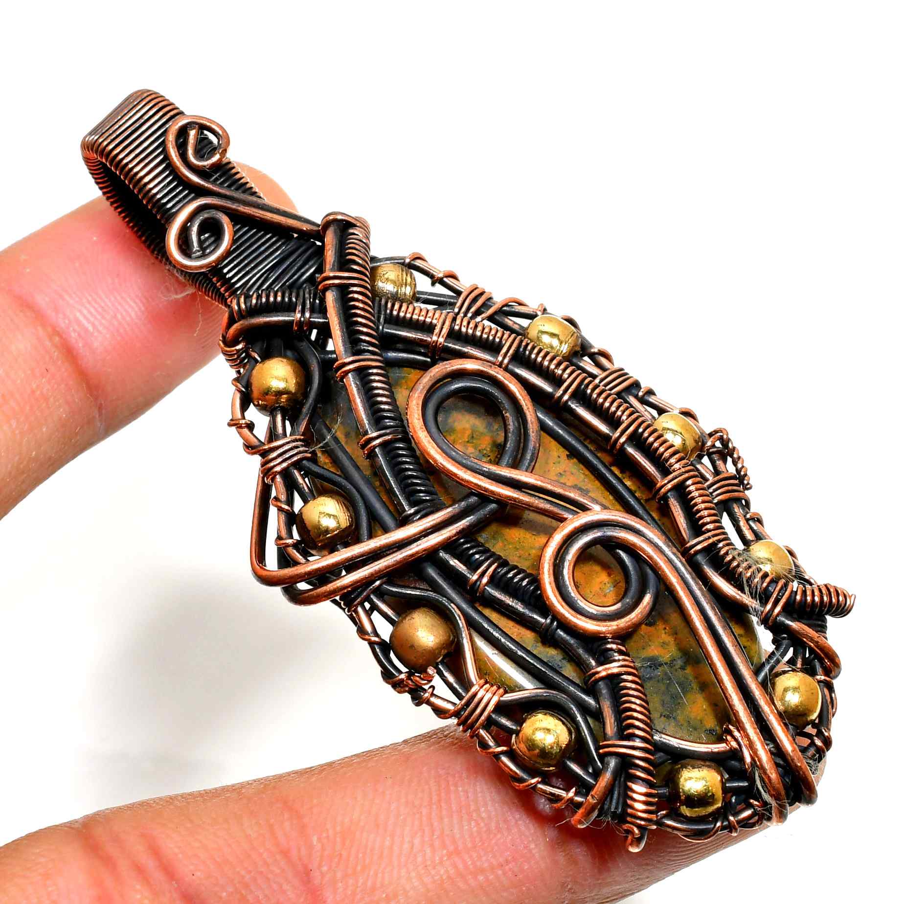 Gaia’s Embrace – Copper-Wrapped Gemstone Pendant