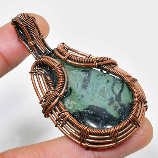 Earthbound Harmony – Copper Wrapped Gemstone Pendant