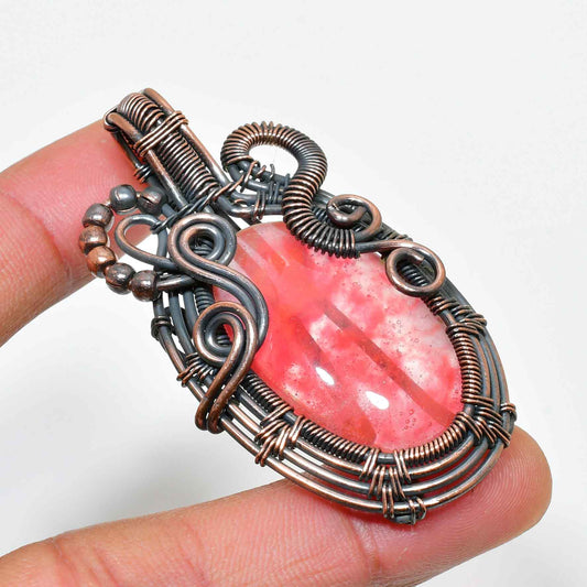Aurora’s Embrace – Pink Opal Copper Pendant