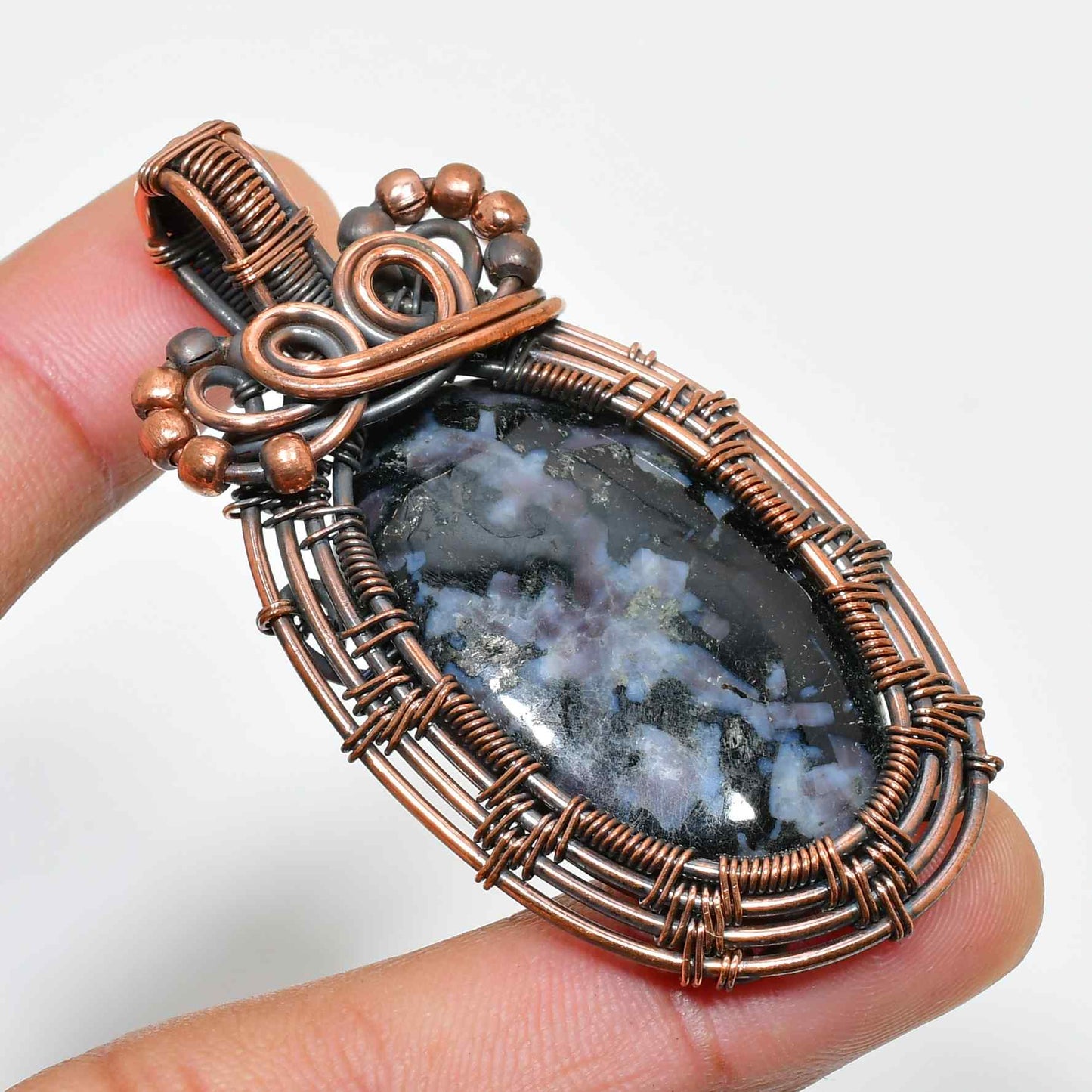 Gaia’s Embrace – Copper-Wrapped Gemstone Pendant