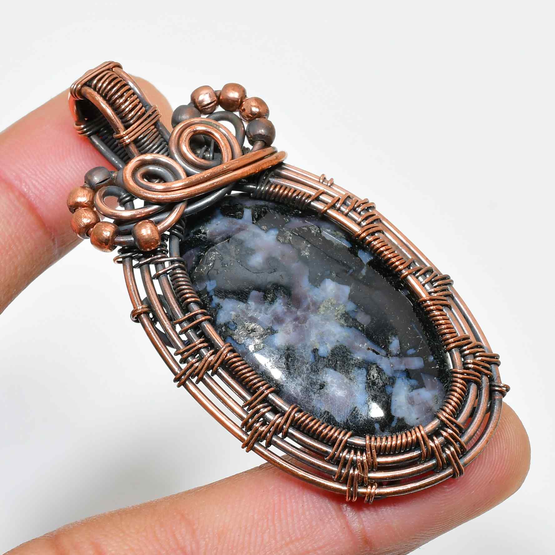 Gaia’s Embrace – Copper-Wrapped Gemstone Pendant