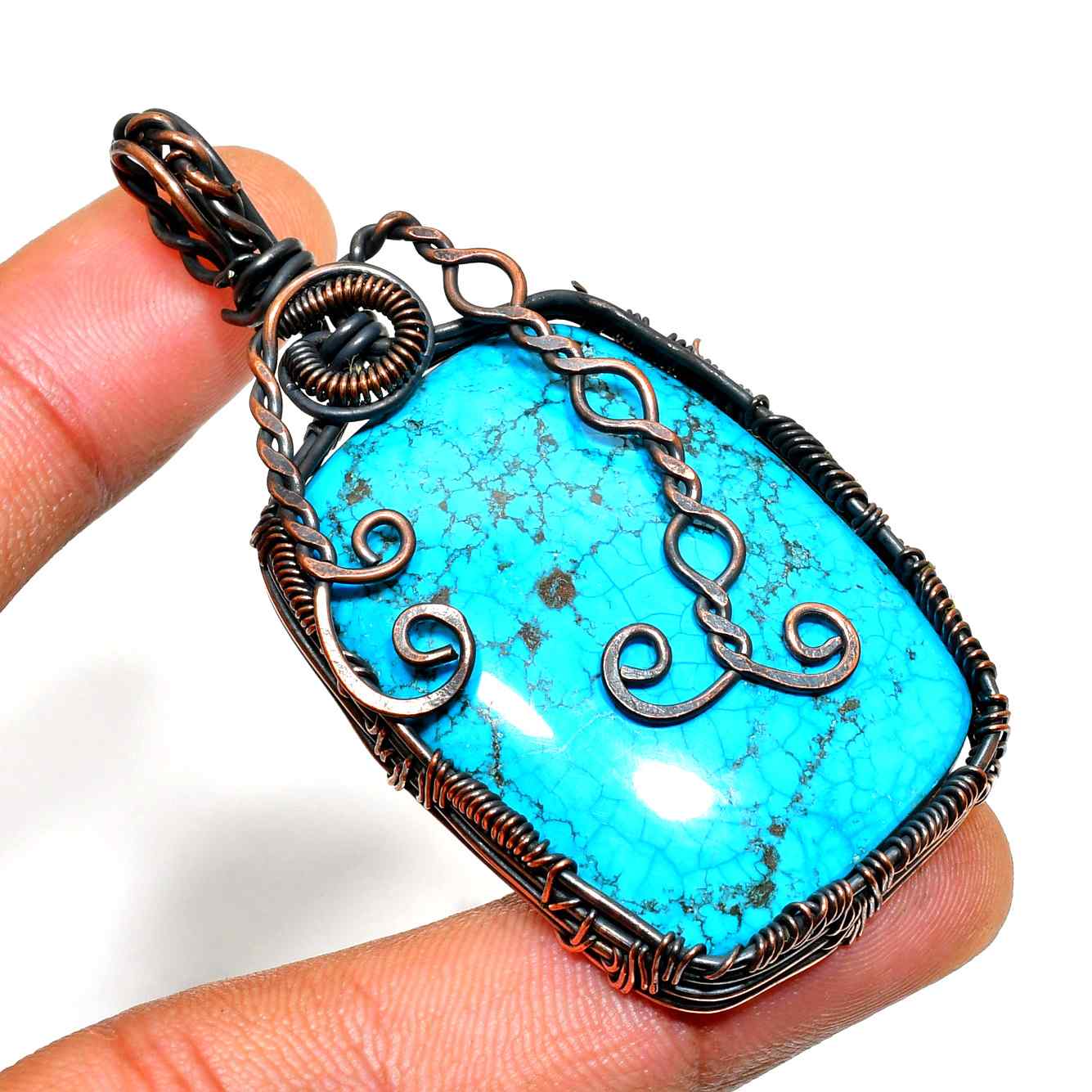 Serenity’s Embrace – Turquoise Copper Pendant