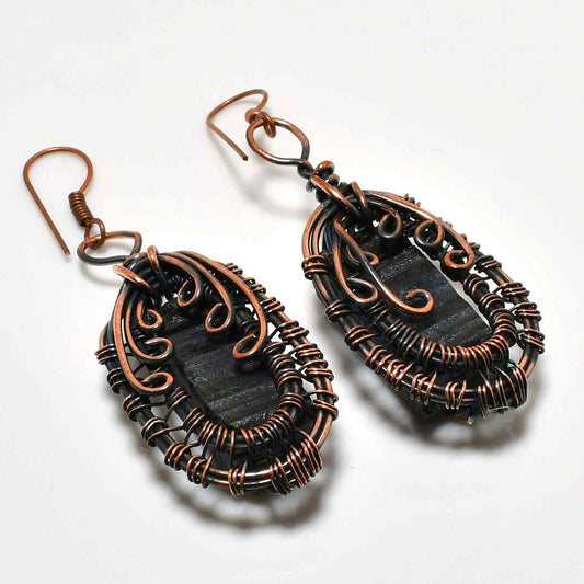 Shadow Shield – Black Tourmaline Copper Earrings