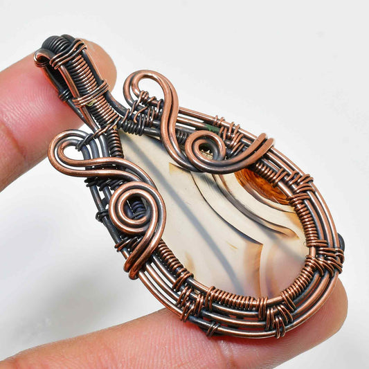 Gaia’s Harmony – Agate Copper Pendant
