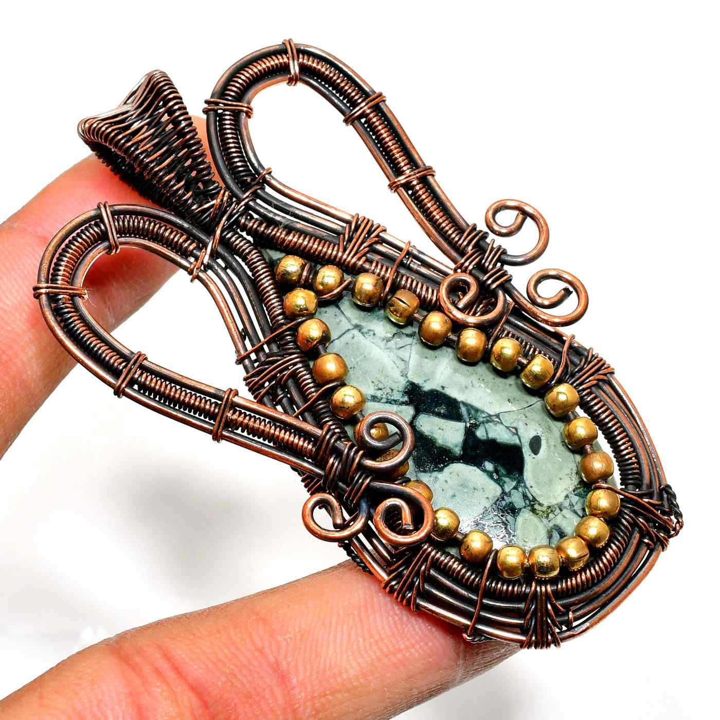 Terra’s Whisper – Copper-Wrapped Raw Gemstone Pendant