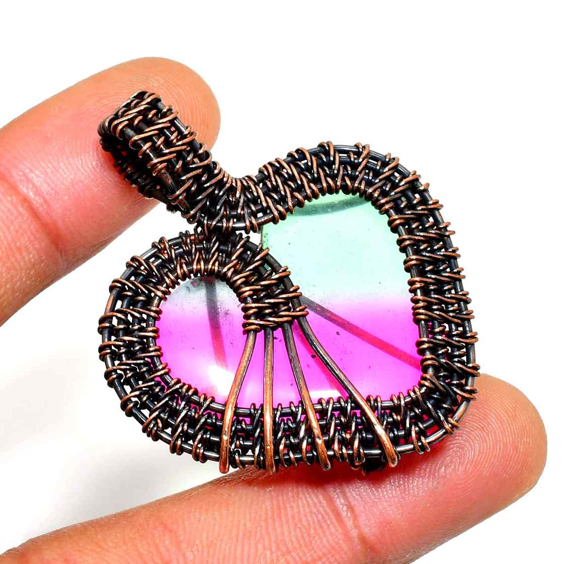 Serenity’s Heart – Botswana Agate Copper Pendant
