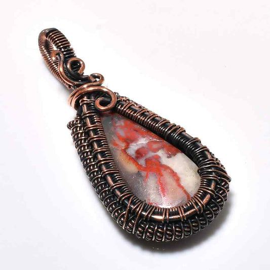 Ember’s Embrace – Fire Agate Copper Pendant