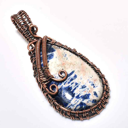 Calm Currents – Sodalite Copper Pendant