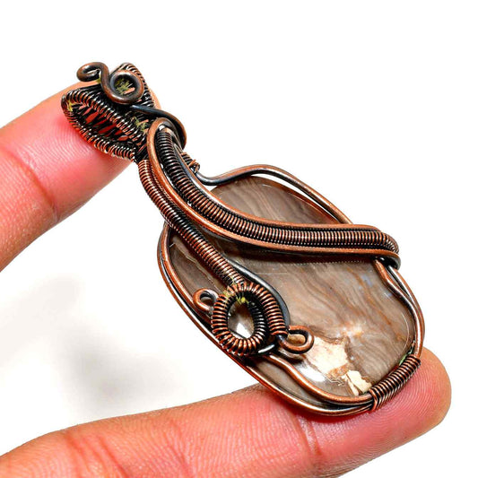 Gaia’s Embrace – Natural Stone Copper Pendant