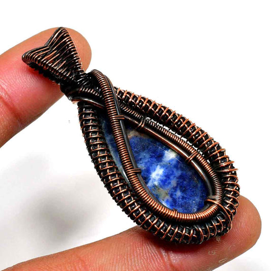 Azure Harmony – Blue Stone Copper Pendant