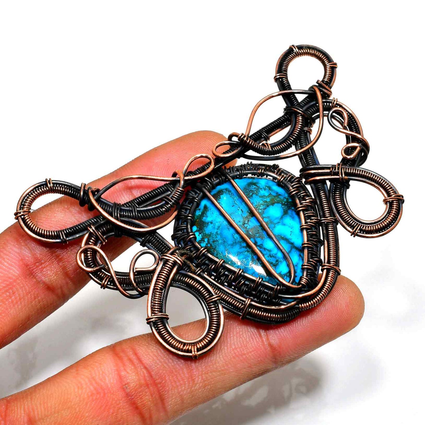 Tranquil Horizon – Turquoise & Copper Brooch