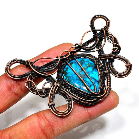Tranquil Horizon – Turquoise & Copper Brooch
