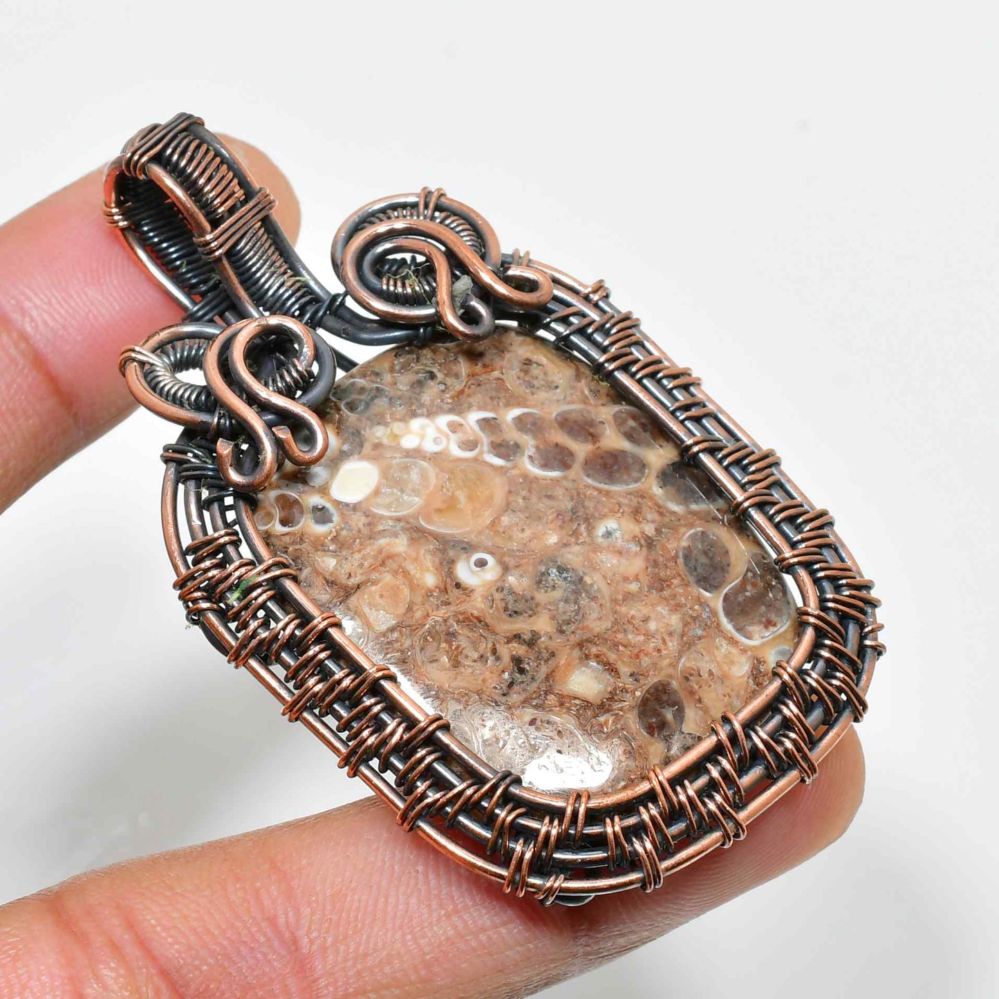 Aura’s Embrace – Hand-Wrapped Copper & Natural Stone Pendant