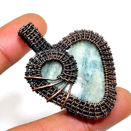 Heart of Tranquility – Natural Agate & Blackened Copper Pendant