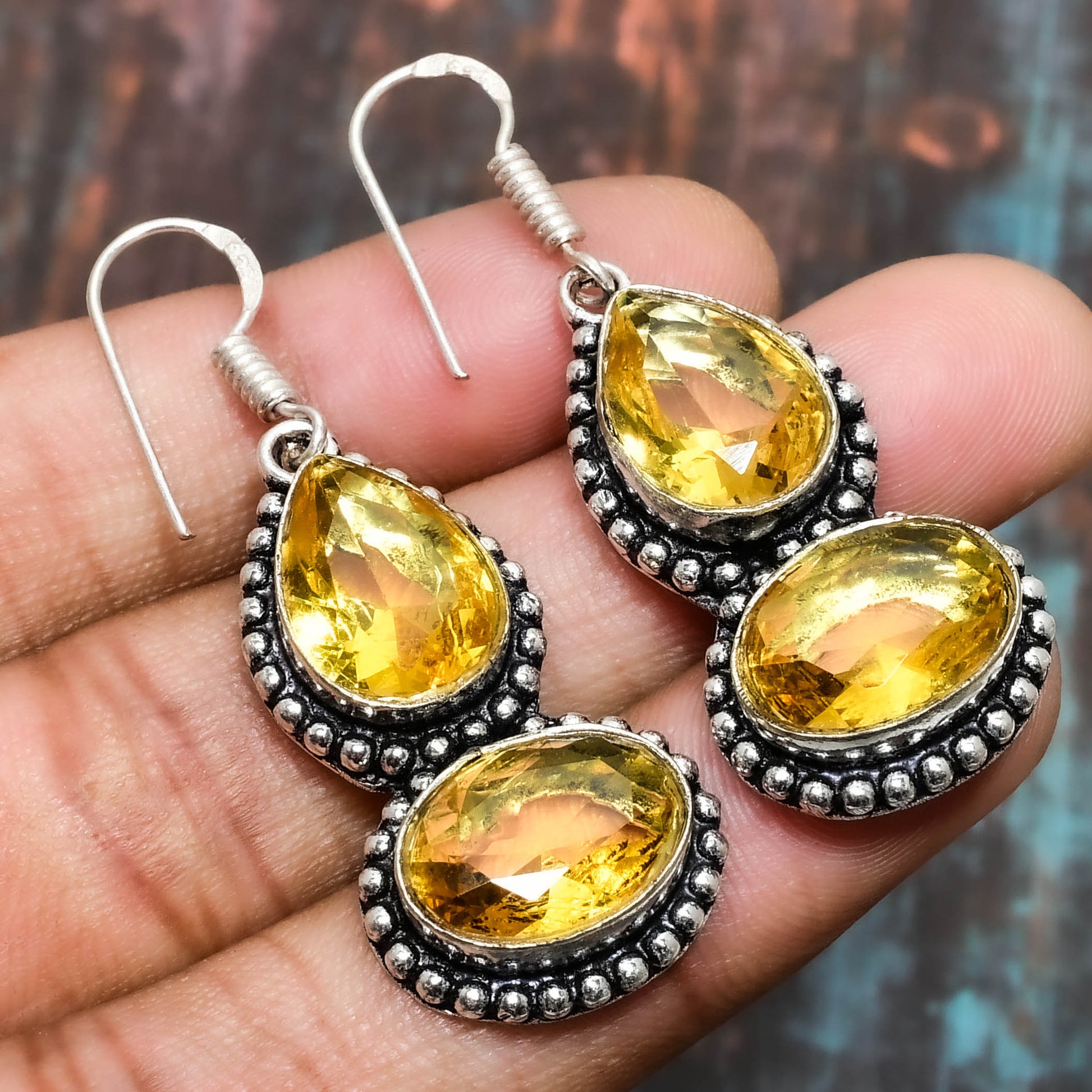 Radiant Dusk – Citrine Silver Earrings