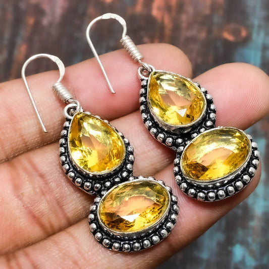 Radiant Dusk – Citrine Silver Earrings