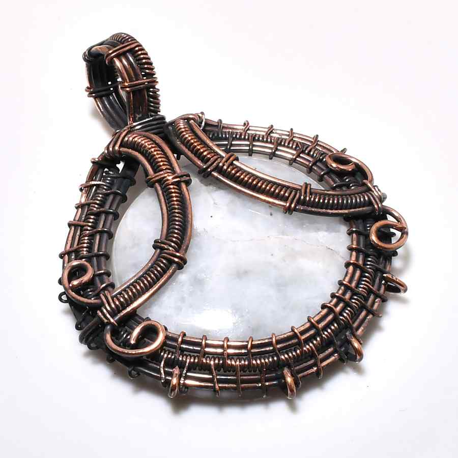 Luna’s Embrace – Moonstone Copper Pendant