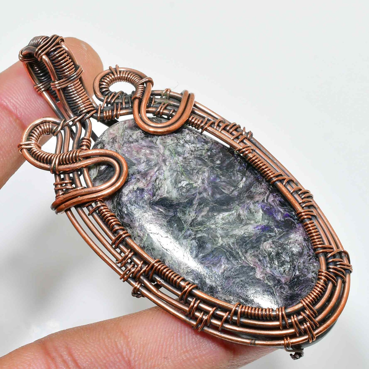 Luna’s Embrace – Copper-Wrapped Natural Stone Pendant