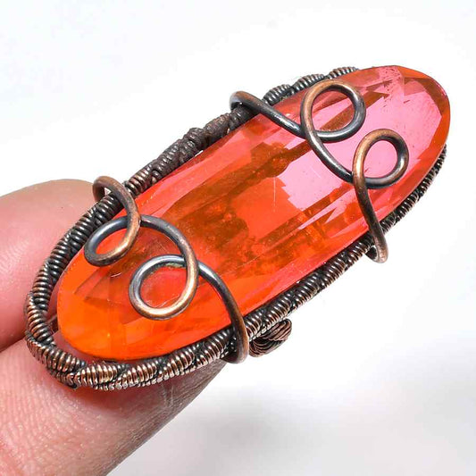 Ember Spark – Orange Crystal Bronze Pendant