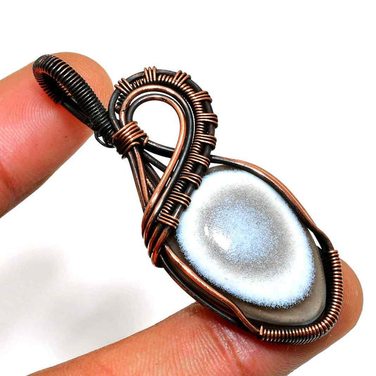 Ocean’s Whisper – Copper-Wrapped Blue Stone Pendant