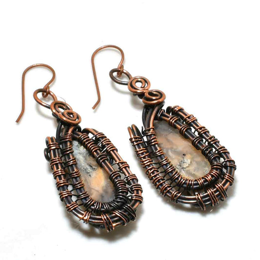 Aria’s Balance – Agate Copper Wire Earrings