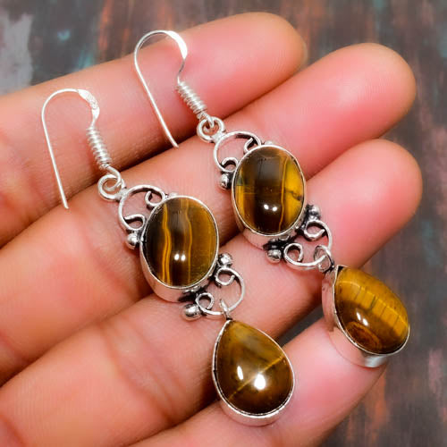 Auric Guardian – Tiger’s Eye Silver Filigree Earrings