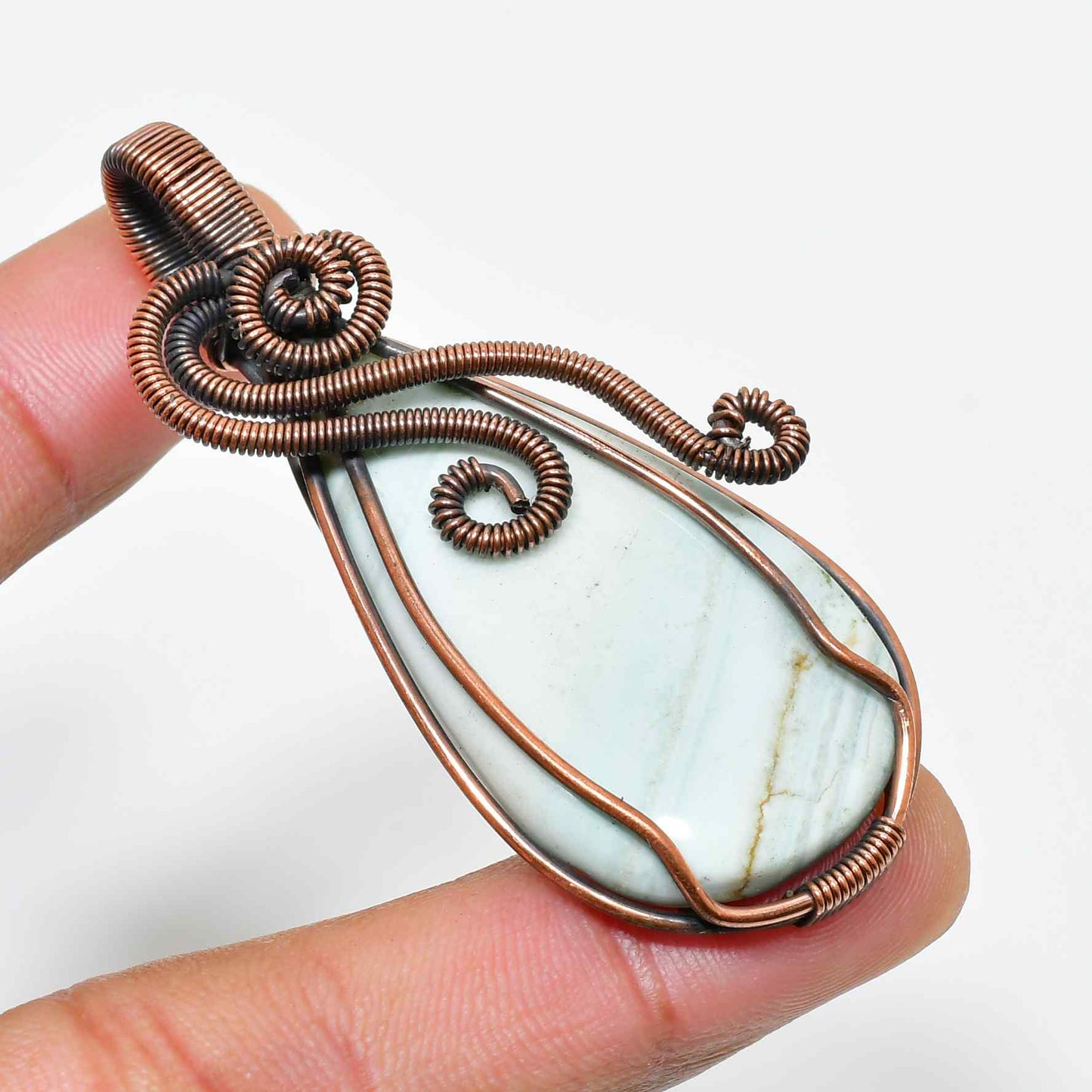 Gaia’s Embrace – Copper-Wrapped Natural Stone Pendant